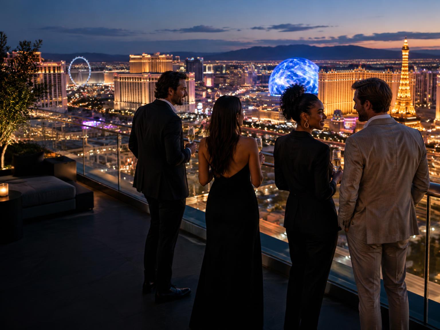 Internationale ondernemers kijken samen uit over Las Vegas